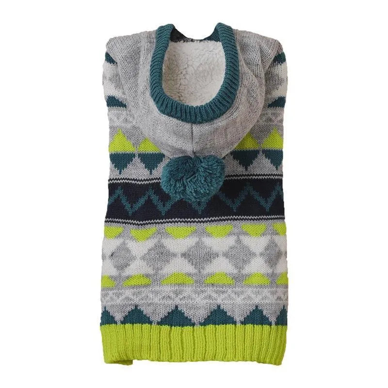 Diamond pattern pet sweater for dogs and cats in acrylic knit fabric