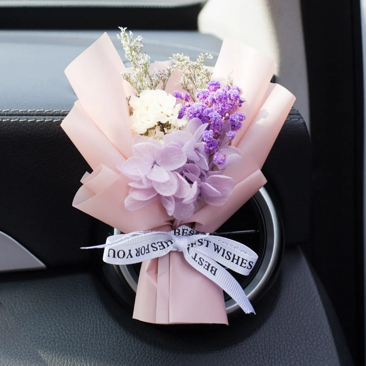 Handmade dried flower car vent perfume with scented inserts in various colours