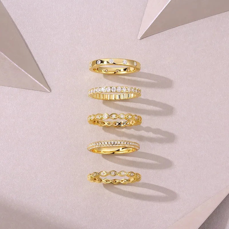 Gold-plated S925 silver moissanite wedding ring set, sizes 5 to 9, 12g, with GRA certificate and gift box