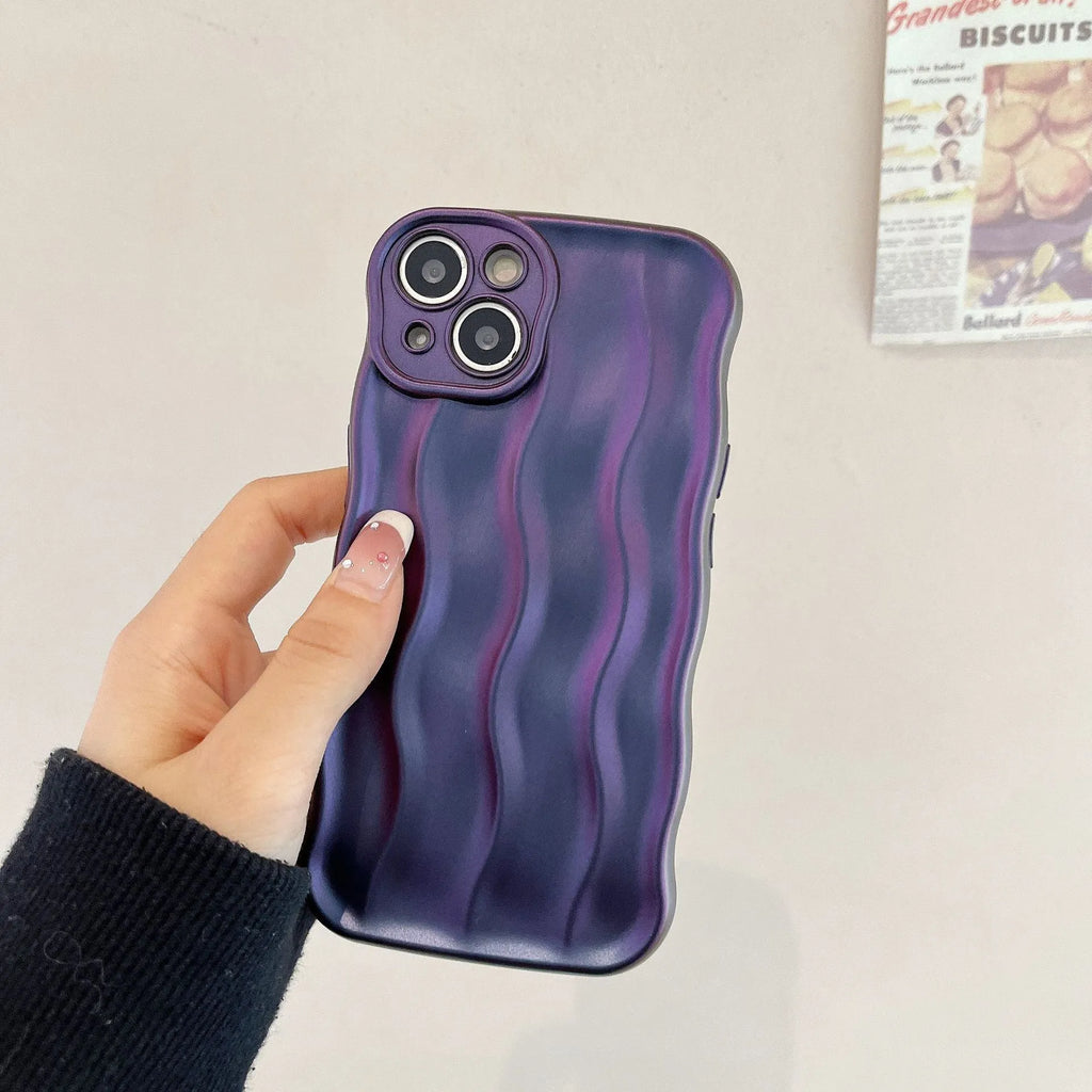 iPhone 17 silicone mobile phone case with water ripple pattern in green colour showing front and back protection