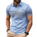 Men's striped rabbit fur sports short sleeve top with zipper decorations, loose fit, summer casual wear