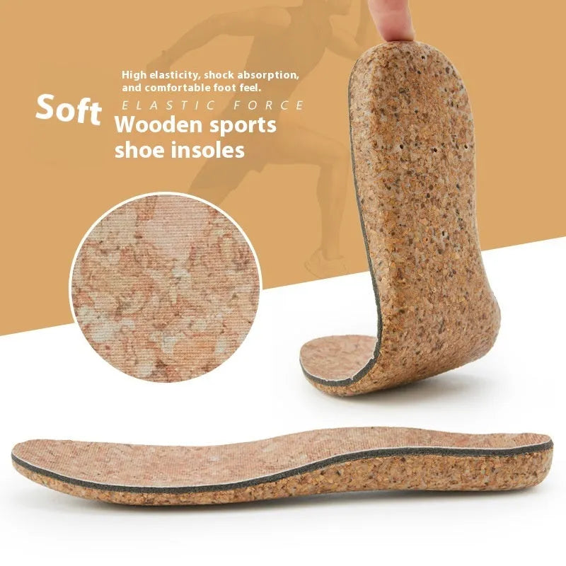 Flat foot insole with plain cloth, strong cotton and cork, breathable and sweat-absorbent, unisex sizes 35-46