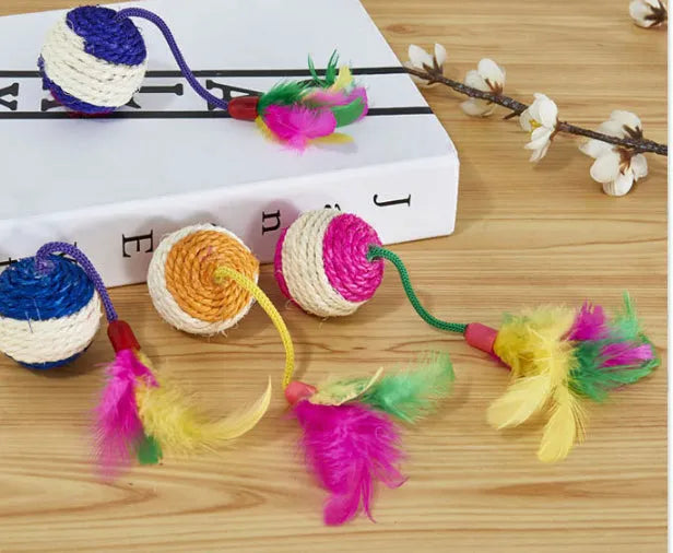 Sisal ball cat toy made of paper, 20x4.5cm, for teeth grinding and claw sharpening, random colour