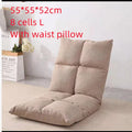 Lazy sofa floor chair with adjustable backrest in beige fabric for living room or balcony modern tatami style