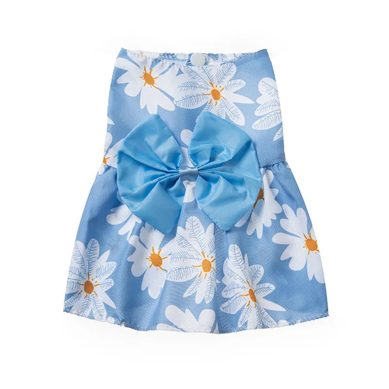Ultra-thin floral butterfly knot pet dress for dogs and cats in multiple colour options