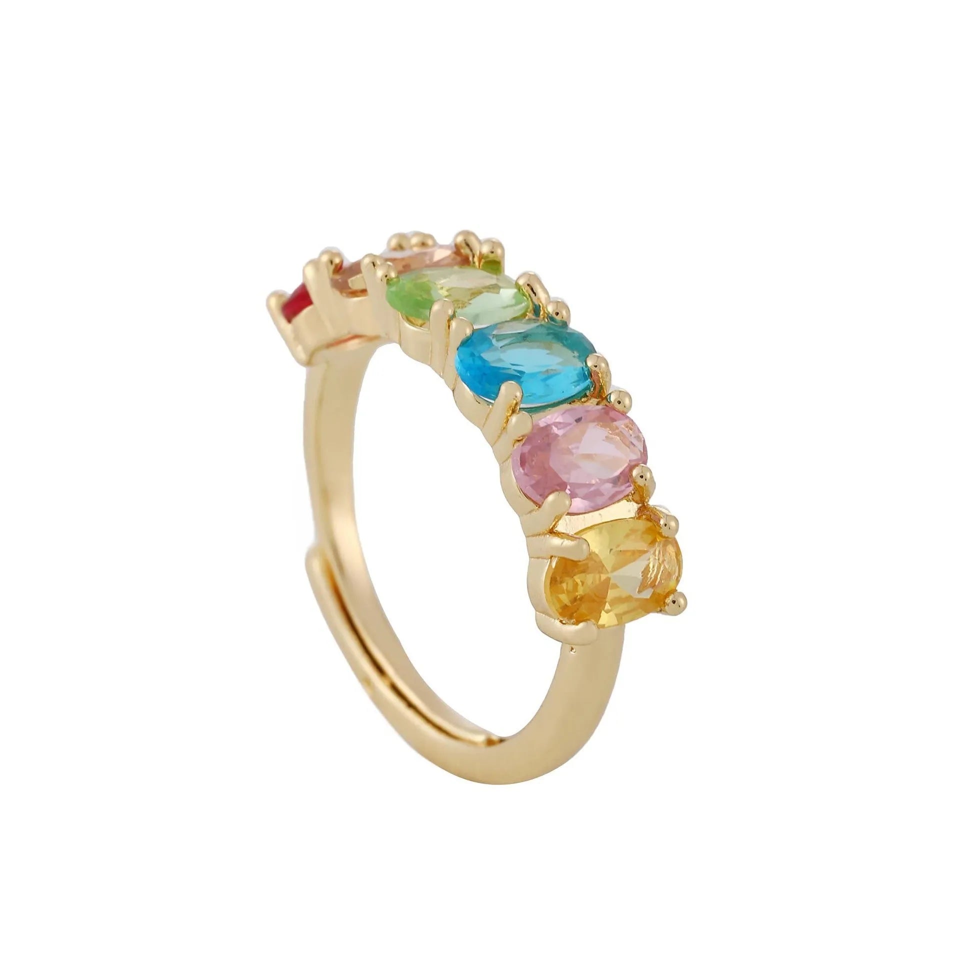 Gold adjustable zircon ring for women with electroplated finish and European retro styling