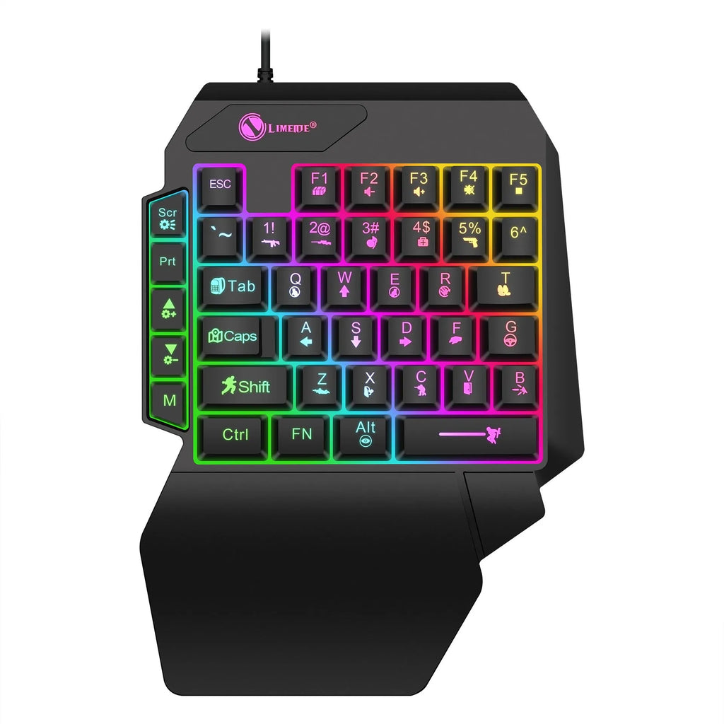 GK103S one-handed mechanical gaming keyboard with black ABS case and detachable cable