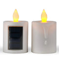 Solar LED candle in ABS plastic, 6.5 x 11cm, rechargeable decorative light for home and events