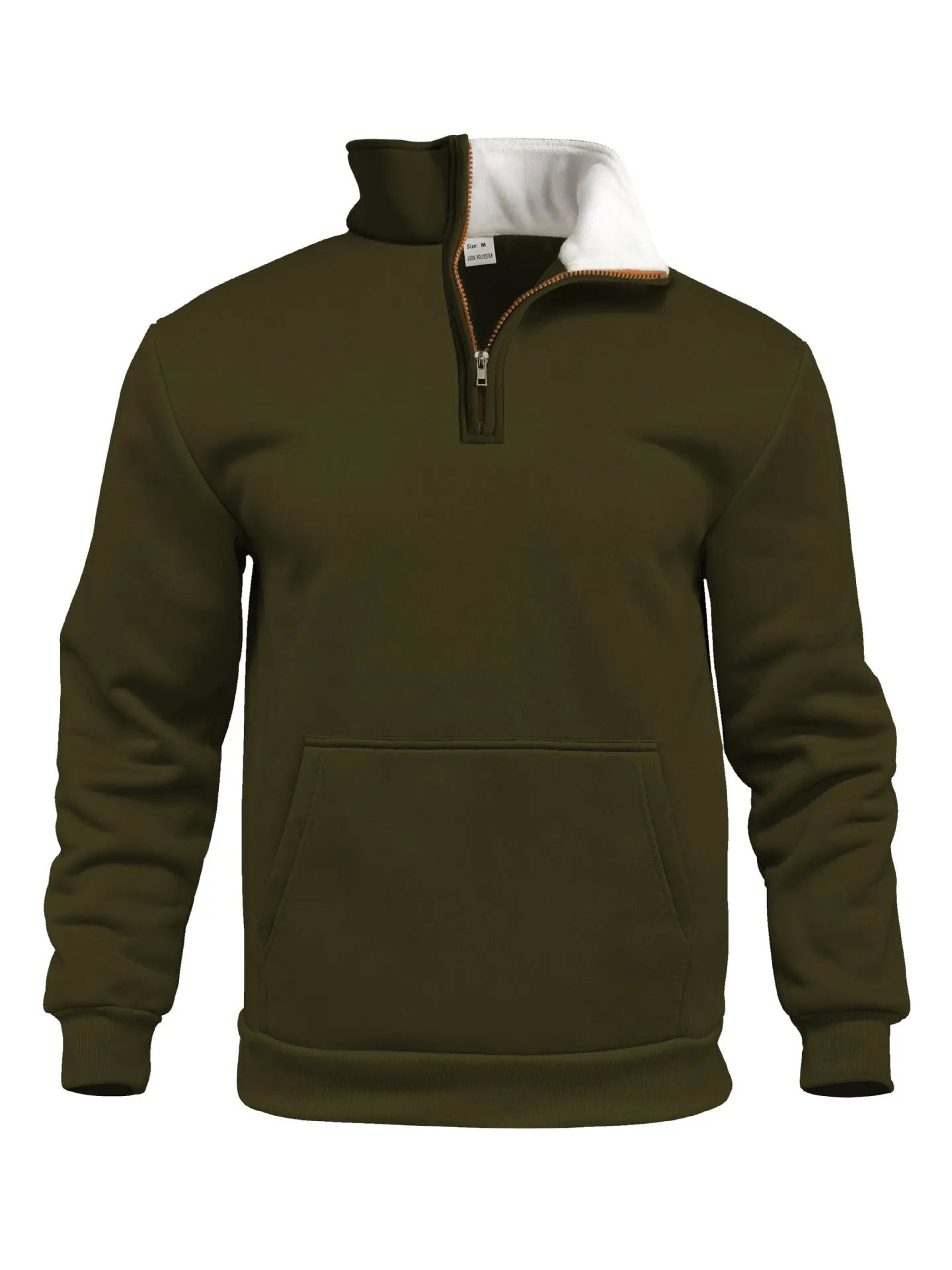 Casual outdoor high neck half-zip long sleeve sweatshirt with 3D patch pocket in black, loose fit, for teens