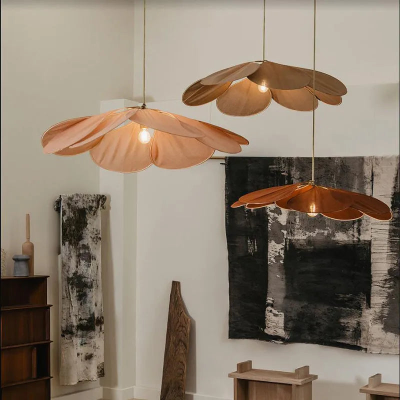 Bohemian style cloth hanging lamp chandelier in a choice of colours and diameters.