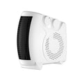 Small white rectangular electric heater for desktop or floor use.