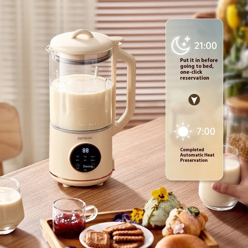 Automatic cytoderm breaking soybean milk machine with 1.2L glass body in milky white colour