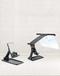 Black folding mobile phone screen amplifier and holder with 12-inch magnifier for iPhones