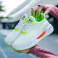 Men's blue casual mesh sports shoes with round toe and cloth upper.