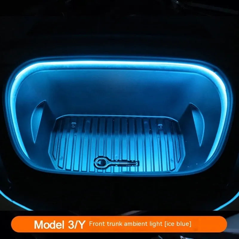 Tesla Model 3 Model Y front backup box ambient light kit with silicone light bar in three colour options