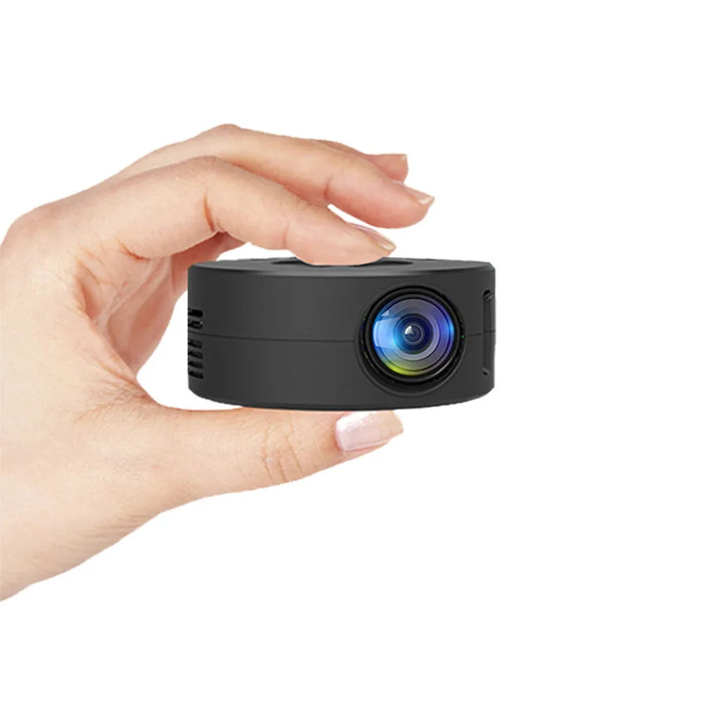 Black portable mini phone projector for children with compact 110mm design