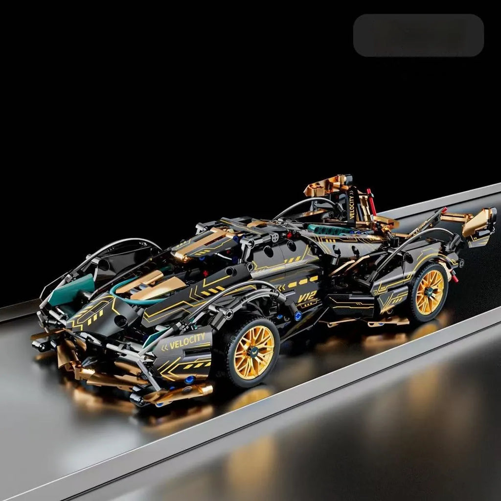 Remote control building blocks sports car racing toy made of ABS plastic with flash lights in colour box packaging