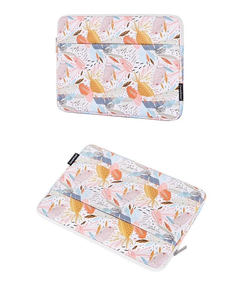 White PU leather waterproof laptop bag for 11-inch to 15-inch computers.