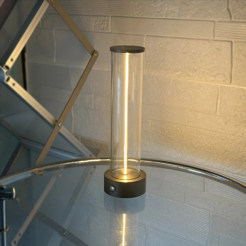 Modern USB-charged LED glass night light with magnetic base, dimensions 53mm by 234mm.