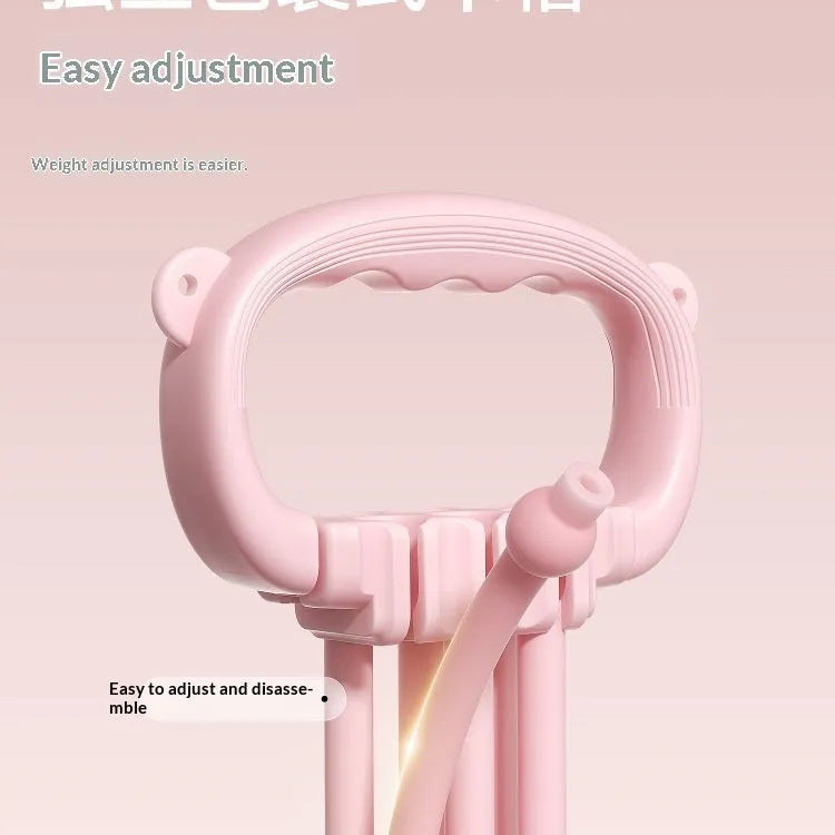8-shaped puller resistance band for women with cat ear non-slip handle and back opener function, available in pink and purple.