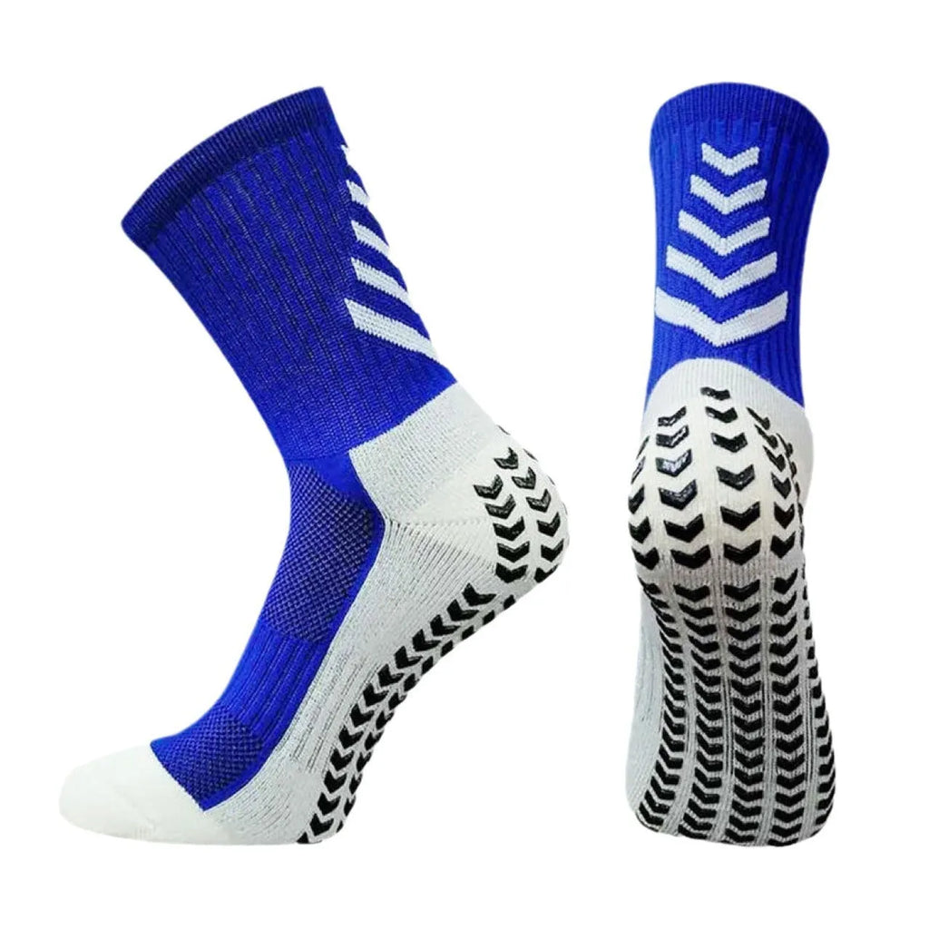 Men's non-slip mid-calf athletic socks in multiple colours with silicone grip detail.