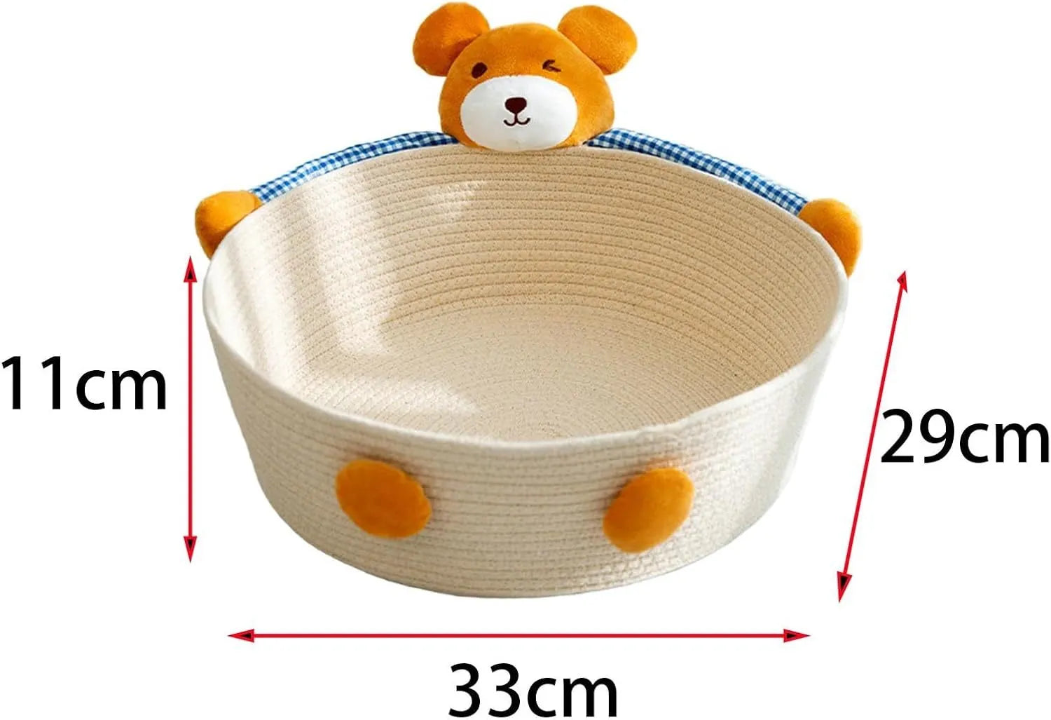 Woven cotton rope pet bed with scratching surface in bear design