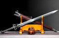 Lilong 110cm unsharpened collectible sword with high manganese steel blade and solid wood scabbard