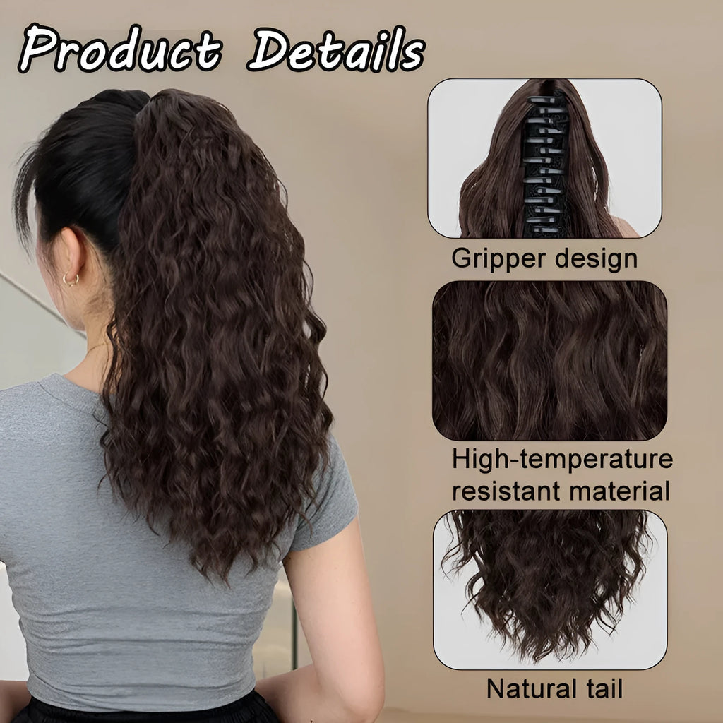 Synthetic corn curler wig with a textured water ripple grip ponytail, shown in a shade from the available colour range.