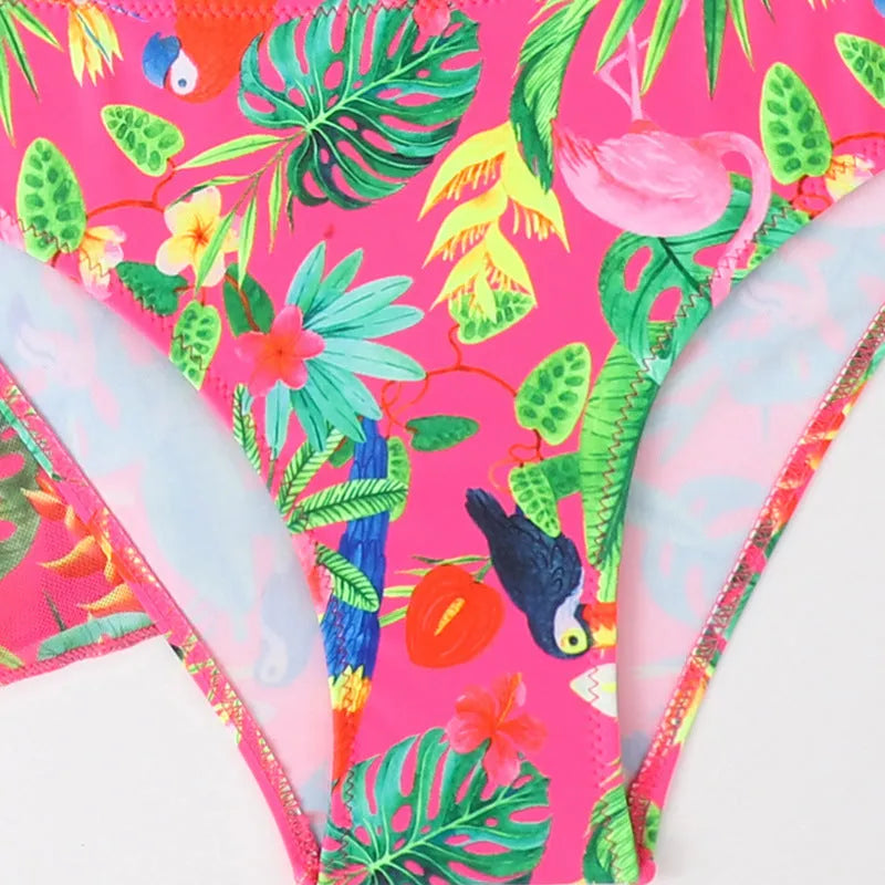 Girls floral pattern split overclothes bikini swimsuit two-piece set