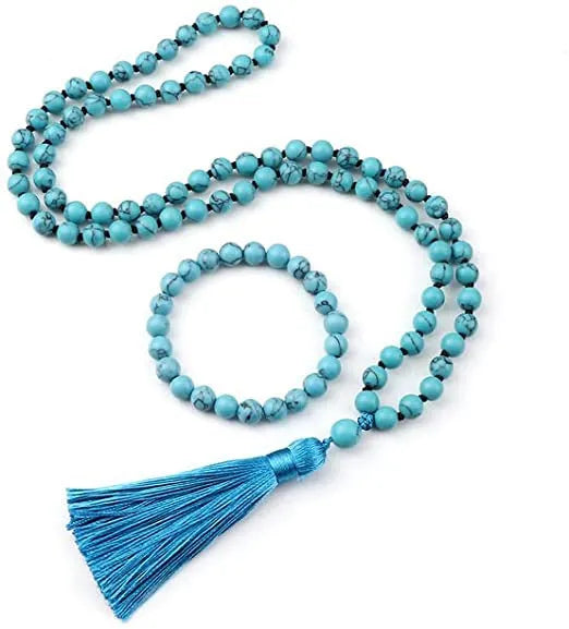 Alloy volcano white turquoise bracelet with natural stone beads in green tiger eye, black agate and blue stone options