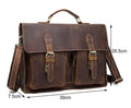 Yellow brown Crazy Horse leather messenger bag with shoulder strap and cowhide construction