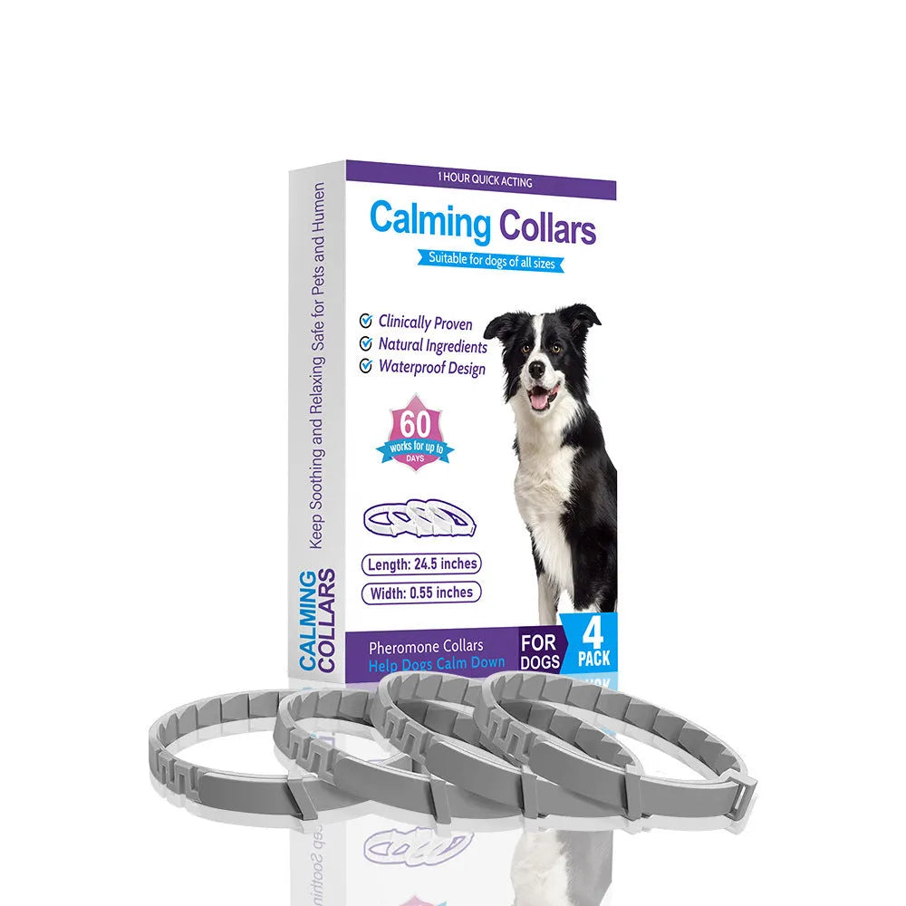 4-pack TPR dog soothing collars, monochrome, 62 cm, six colour options