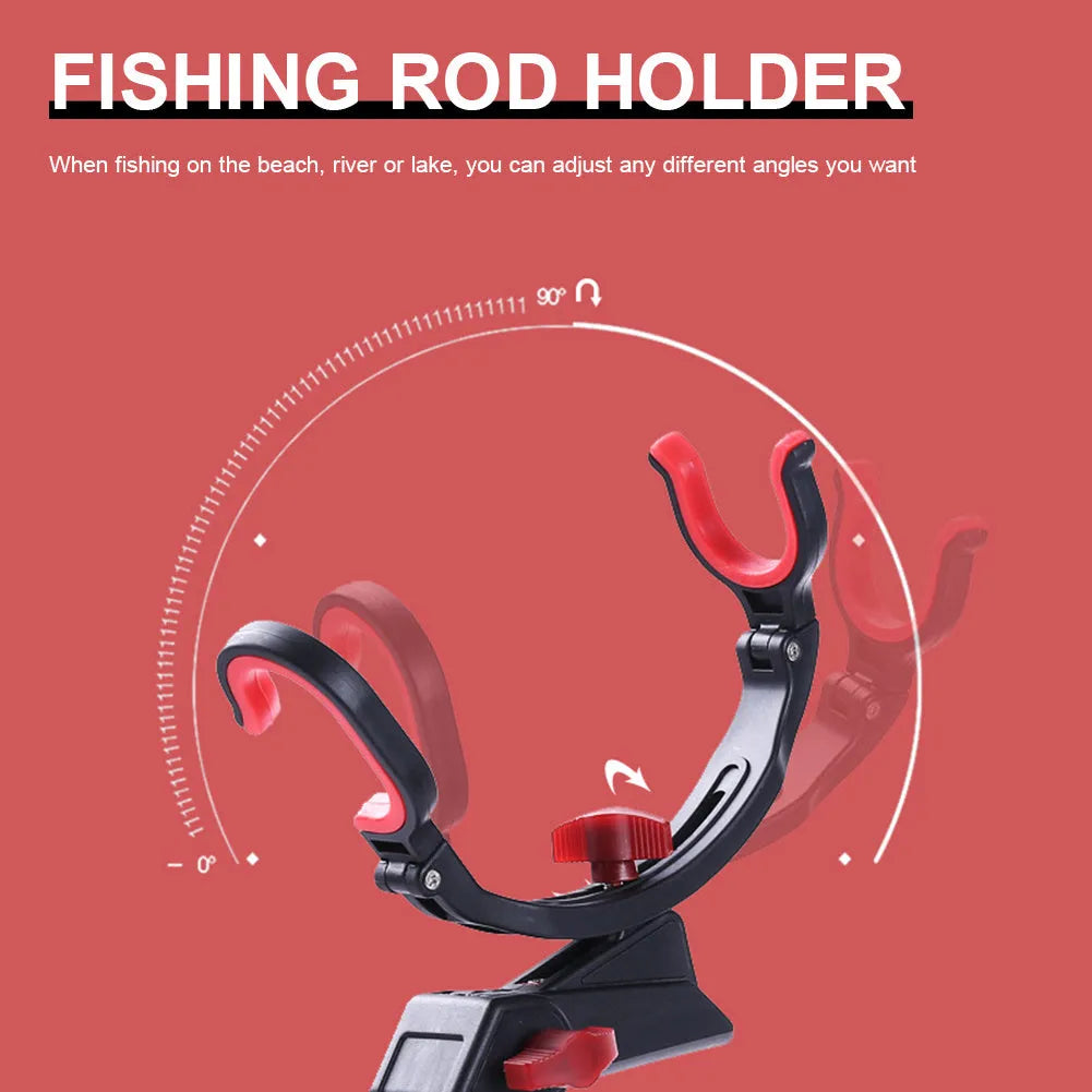 360 degree adjustable fishing rod holder with stainless steel spikes, nylon frame, universal fit, foldable design