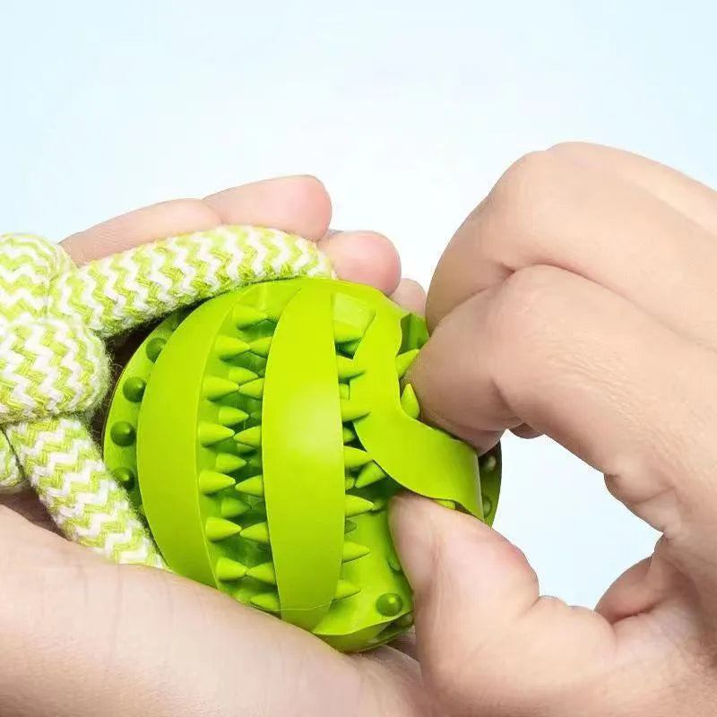 Blue interactive TPR and cotton rope dog toy for small dogs, 36x6x6 cm