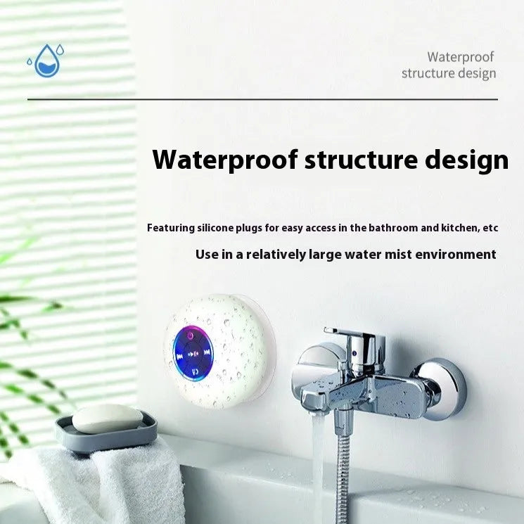 BTS07 large suction cup waterproof Bluetooth speaker with coloured lights, shown in black.