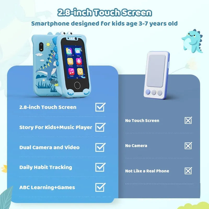 Blue silicone case educational toy mobile phone with camera and 512MB memory for children