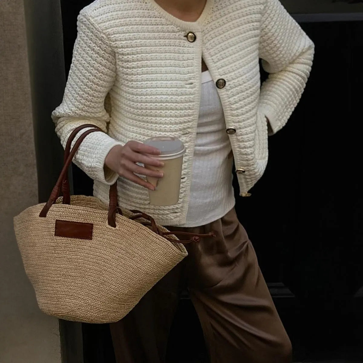 White women's long sleeve button shirt sweater, sizes S M L XL, polyester, regular sleeve, Asian sizing