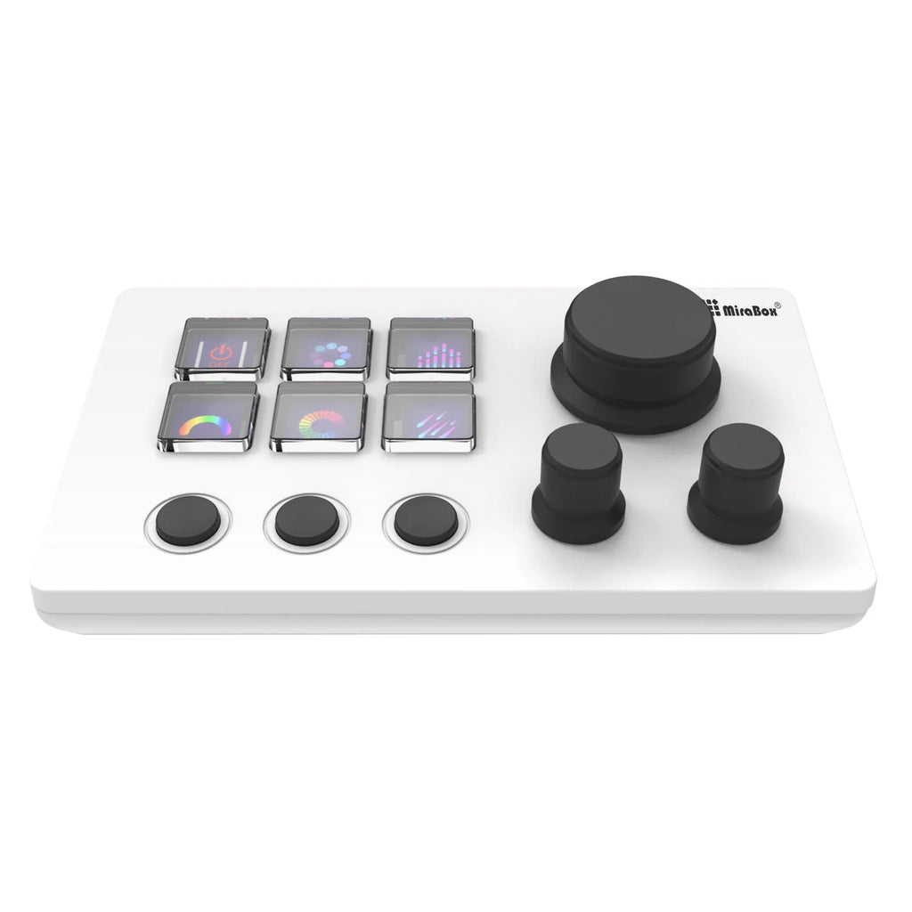 Visual Keyboard N3 programmable macro keypad in black or white with silica gel keys and USB cable.