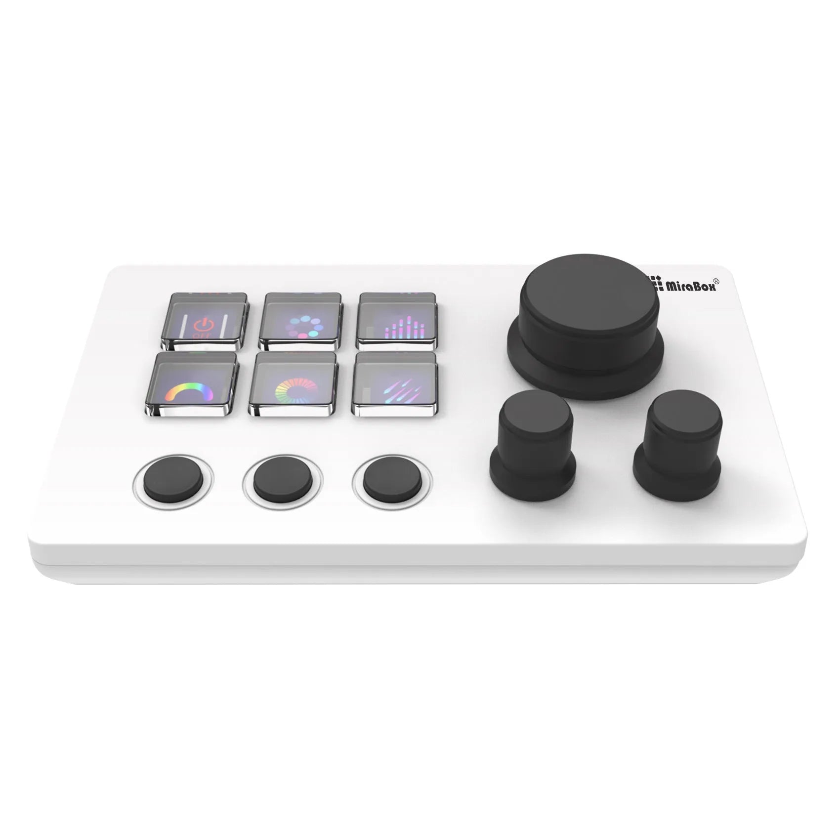 Visual Keyboard N3 programmable macro keypad in black or white with silica gel keys and USB cable.