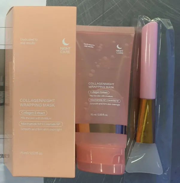 Collagen night mask with brush applicator in 75ml bottle for evening skincare