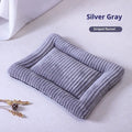 Silver gray cotton pet bed with removable washable cover on floor