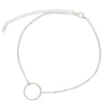 Alloy ring necklace single layer chain in gold or silver with 10cm extension, 21cm to 50cm circumference