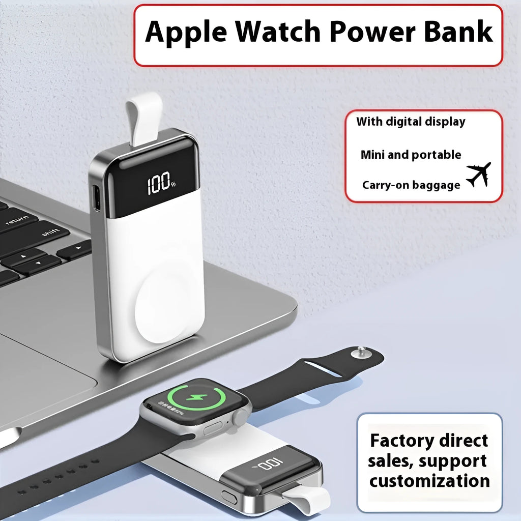 Mini portable magnetic wireless power bank with digital display, 2000mAh, 75 x 43 x 16mm plastic shell, Silver
