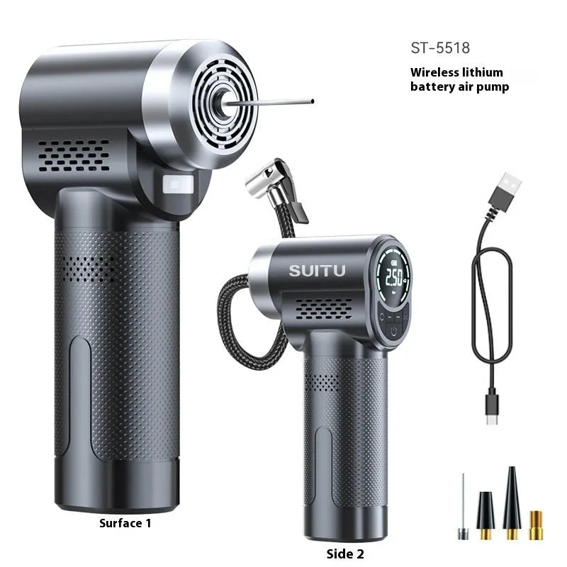 ST-5518 wireless portable electric air pump with LED light and inflatable attachments