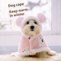 Coral fleece dog cloak robe warm bear cape in brown or pink, sizes S M L for small dogs