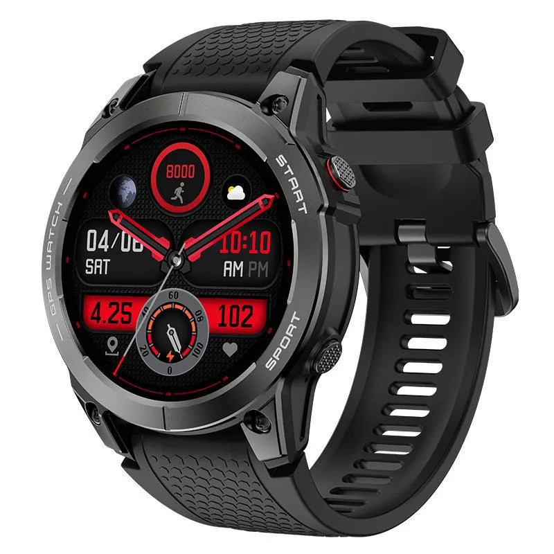 S53 Outdoor GPS Sports Smart Watch in Black or Orange with silicone wristband and 1.43 inch screen