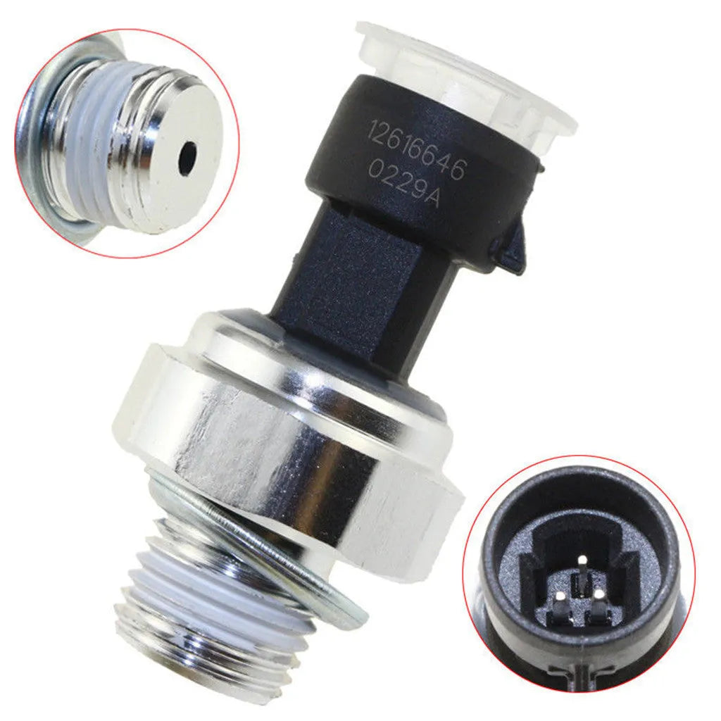 Oil pressure sensor for Buick and Chevrolet cars with part numbers 12573107 12567323 visible