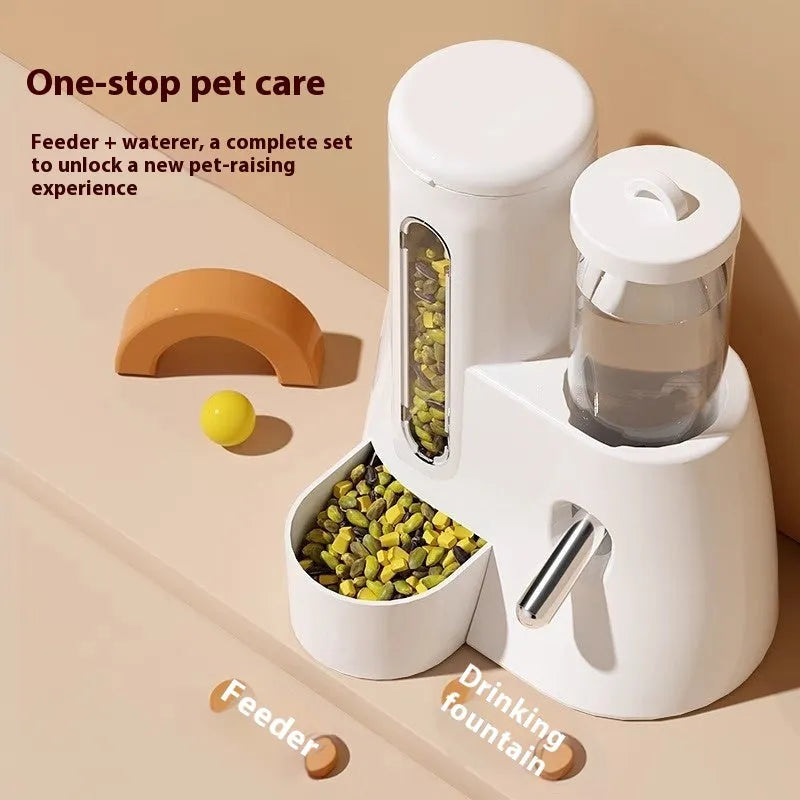 Hamster automatic drinking water feeder and food basin in blue, pink or white PP/PS plastic