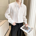 Loose draping inner white plaid shirt, chemical fibre blend cardigan style, sizes M-XXXL, for teenagers