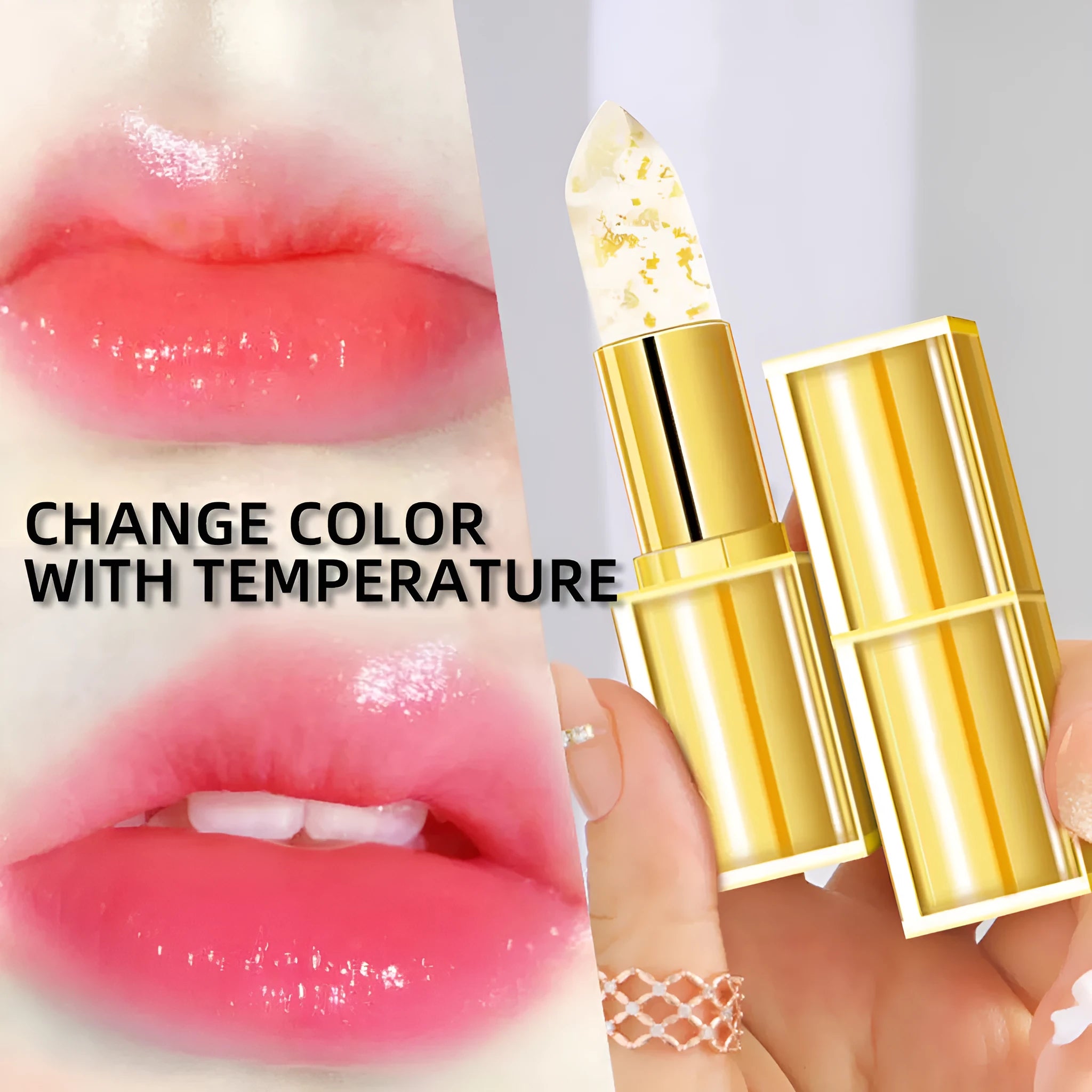 Temperature-sensitive colour-changing lip balm with anti-smudge moisturising properties